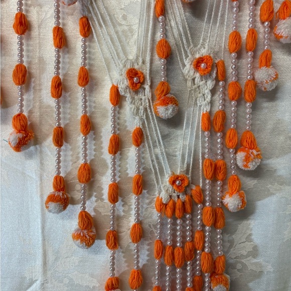 Vintage Orange and White 'God Bless You' Tapestry - Picture 4 of 6